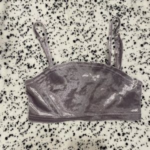 LAVENDER VELVET STRAPPY CROP TOP